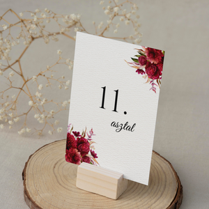 Esküvő asztalszám/asztaljelölő/asztalszám kártya/asztalszámozás/asztali dekoráció - Burgundy Bliss (bordó virágos), Esküvő, Meghívó & Kártya, Meghívó, Fotó, grafika, rajz, illusztráció, MESKA