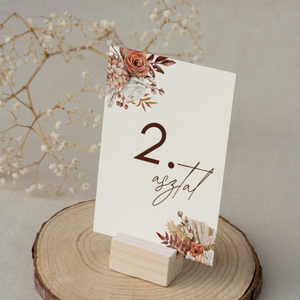 Esküvő asztalszám/asztaljelölő/asztalszám kártya/asztalszámozás/asztali dekoráció - Antique Bloom (terrakotta virágos) - Meska.hu