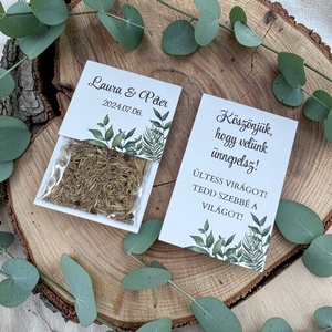 Esküvői köszönőajándék virágmag /ziszta zöld minta/- Tiszta zöld - Meska.hu