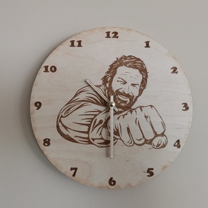 Fa falióra - Bud Spencer, Otthon & Életmód, Dekoráció, Fali és függő dekoráció, Falióra & óra, Gravírozás, pirográfia, Famegmunkálás, MESKA