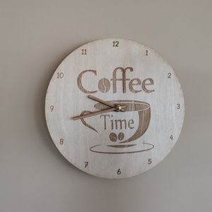 Fa falióra - Coffee, Otthon & Életmód, Dekoráció, Fali és függő dekoráció, Falióra & óra, Gravírozás, pirográfia, Famegmunkálás, MESKA
