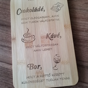 Vágódeszka - Csoki, kávé, bor, Otthon & Életmód, Konyhafelszerelés, tálalás, Sütés, főzés, Vágódeszka, Gravírozás, pirográfia, MESKA