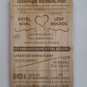 Vágódeszka - Konyhai szabályok, Otthon & Életmód, Dekoráció, Dísztárgy, Gravírozás, pirográfia, MESKA