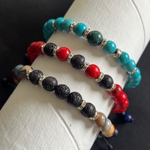 Karkötő ásványgyöngyből, Ékszer, Karkötő, Gyöngyös karkötő, Csomózás, MESKA