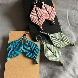 Csomózott füli fagyönggyel, Ékszer, Fülbevaló, Lógó fülbevaló, Csomózás, MESKA