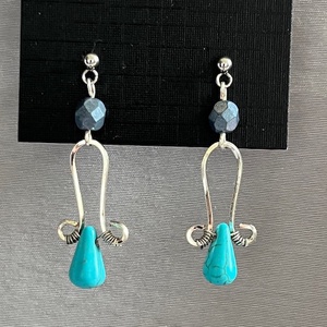 Füli drótból türkiz ásvánnyal - ékszer - fülbevaló - lógó fülbevaló - Meska.hu