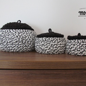 Fedeles horgolt tároló szett - Fekete Fehér - Meska.hu