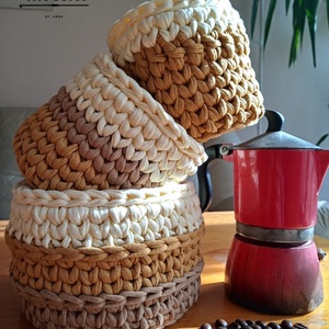 Kávés kollekció - Horgolt tároló szett - Meska.hu