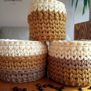 Kávés kollekció - Horgolt tároló szett - otthon & életmód - tárolás & rendszerezés - tárolókosár - Meska.hu