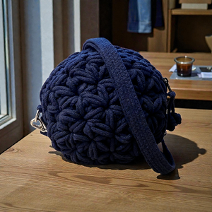 Macaron, horgolt kerek oldaltáska � mélykék - Meska.hu