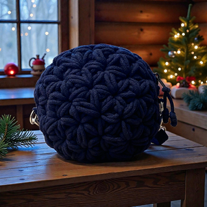 Macaron, horgolt kerek oldaltáska � mélykék - táska & tok - kézitáska & válltáska - alkalmi táska - Meska.hu