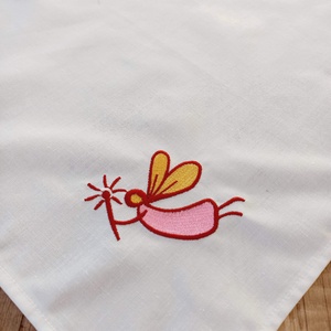 Ünnepi textilszett angyalka hímzéssel Karácsonyi, 6 szalvéta, törölköző, konyharuha, csipkés asztalközép - karácsony - karácsonyi lakásdekoráció - ünnepi asztaldekoráció - Meska.hu