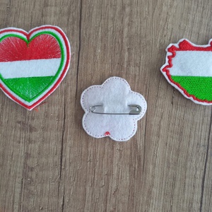 Hímzett filc kokárda, szív, virág, Magyarország formában - ékszer - kitűző és bross - Meska.hu