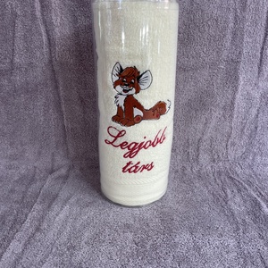 Legjobb társ feliratos hímzett törölköző - Meska.hu