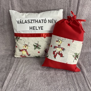Mikulás párna + mikulás zsák egyedi névvel ellátva - otthon & életmód - lakástextil - párna & párnahuzat - Meska.hu