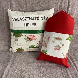 Mikulás párna + mikulás zsák egyedi névvel ellátva - otthon & életmód - lakástextil - párna & párnahuzat - Meska.hu