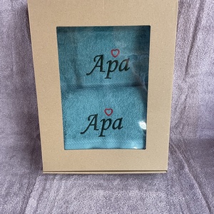 Apa feliratos hímzett törölköző - otthon & életmód - fürdőszoba - törölköző - Meska.hu