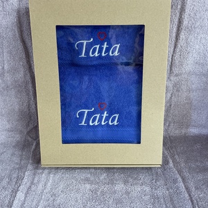 Tata feliratos hímzett törölköző, Otthon & Életmód, Fürdőszoba, Törölköző, Hímzés, Varrás, MESKA