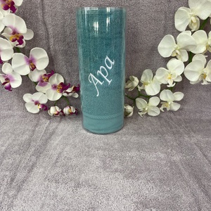 Névre szóló türkiz zöld színű hímzett törölköző - Meska.hu