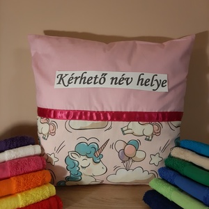 Egyedi névre szóló unikornisos párna + törölköző, Otthon & Életmód, Lakástextil, Párna & Párnahuzat, Hímzés, Varrás, MESKA