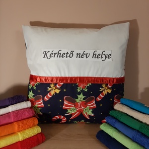 Egyedi névre szóló karácsonyi cukros párna + törölköző - Meska.hu