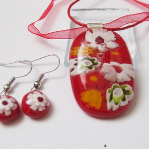 Piroska millefiori szett, ajándék ballagásra pedagógusoknak, Ékszer, Ékszerszett, Ékszerkészítés, Üvegművészet, MESKA