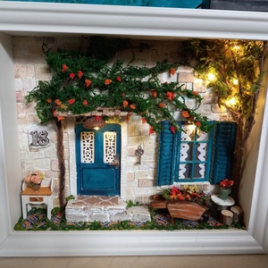 Házikó a horvát tengerparton - miniatűr dobozkép - kulcstartó - otthon & életmód - dekoráció - kép & falikép - 3d képek - Meska.hu