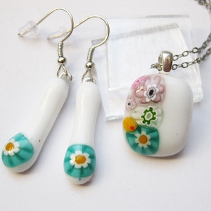 Pici millekert üvegékszer szett , ajándék pedagógusoknak, Ékszer, Ékszerszett, Ékszerkészítés, Üvegművészet, MESKA