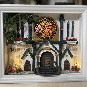 Aira temploma - miniatűr világ képkeretben - fali kulcstartó - otthon & életmód - dekoráció - kép & falikép - 3d képek - Meska.hu