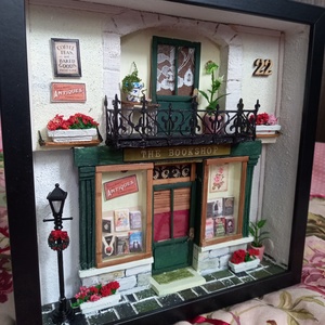Könyvesbolt a Baker Streeten - miniatűr dobozkép - fali kulcstartó - otthon & életmód - dekoráció - kép & falikép - 3d képek - Meska.hu