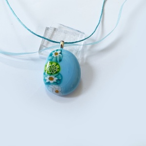 Kék millefiori üvegmedál 2, ajándék nőknek, pedagógusoknak - ékszer - nyaklánc - medálos nyaklánc - Meska.hu