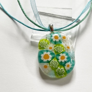 Színes millefiori virágcsokor medál, ajándék nőknek, pedagógusoknak - ékszer - nyaklánc - medálos nyaklánc - Meska.hu