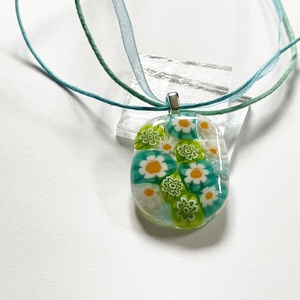 Színes millefiori virágcsokor medál, ajándék nőknek, pedagógusoknak - ékszer - nyaklánc - medálos nyaklánc - Meska.hu