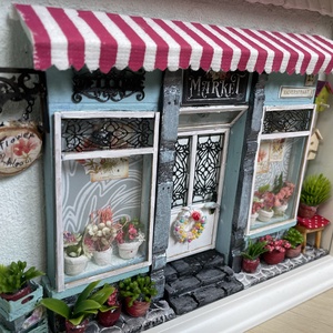 Jázmin virágboltja- miniatűr dobozkép - fali kulcstartó, Otthon & Életmód, Dekoráció, Kép & Falikép, 3d képek, Újrahasznosított alapanyagból készült termékek, MESKA