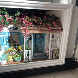 Liliom utca 46 - dobozkép - fali kulcstartó - - miniatűr dobozkép - művészet - makett, modell - Meska.hu