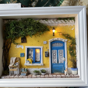  Provance - miniatűr dobozkép - fali kulcstartó, Karácsony, Karácsonyi lakásdekoráció, Karácsonyi falu, házikó, Újrahasznosított alapanyagból készült termékek, MESKA