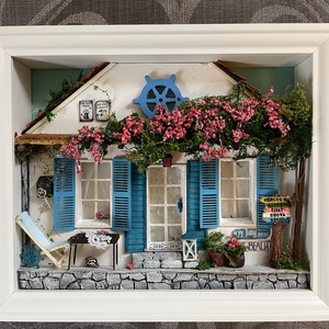 Adria - miniatűr dobozkép - fali kulcstartó - karácsony - karácsonyi lakásdekoráció - karácsonyi falu, házikó - Meska.hu