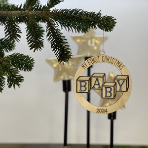 Fiús BABY felíratú karácsonyi dísz - Meska.hu