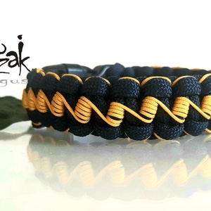 Mélykék-sárga paracord karkötő Cikk-Cakk, Ékszer, Karkötő, Fonott karkötő, Csomózás, MESKA