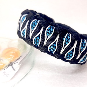 Paracord karkötő Varázs szemek türkiszben, Ékszer, Karkötő, Fonott karkötő, Csomózás, MESKA
