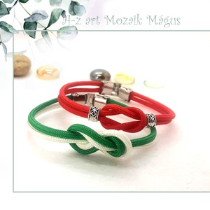 Zöld-fehér  paracord karkötő  - ékszer - karkötő - fonott karkötő - Meska.hu