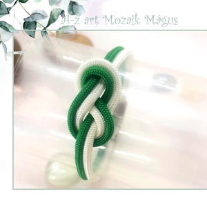 Zöld-fehér  paracord karkötő , Ékszer, Karkötő, Fonott karkötő, Csomózás, MESKA