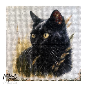 Fekete Macsek - gyémántszemes kép - Meska.hu