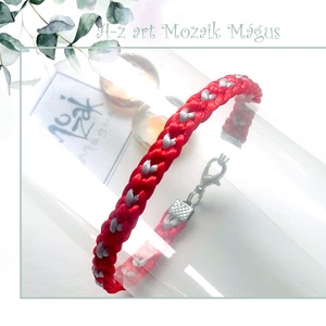 Piros V KUMIHIMO karkötő  - Meska.hu