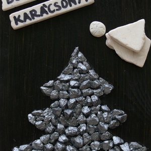 Karácsonyi jókívánság 2 - kavicskép - karácsony - karácsonyi lakásdekoráció - karácsonyi lakásdíszek - Meska.hu