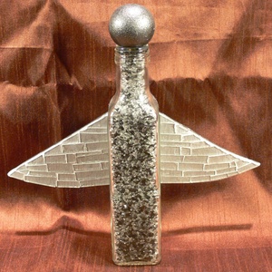 Angyal - karácsonyi üveg szobor, asztaldísz, Karácsony, Karácsonyi lakásdekoráció, Karácsonyi lakásdíszek, Mozaik, Mindenmás, MESKA