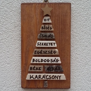 Jókívánságokkal teli karácsonyfa - kavicskép - karácsony - karácsonyi lakásdekoráció - Meska.hu