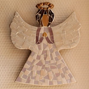 Angyal lila  - üvegmozaik falidísz - otthon & életmód - dekoráció - Meska.hu