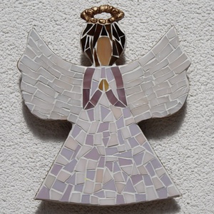 Angyal lila  - üvegmozaik falidísz - otthon & életmód - dekoráció - Meska.hu