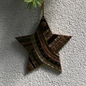 Barna-arany csillag - üvegmozaik dísz - otthon & életmód - dekoráció - fali és függő dekoráció - falra akasztható dekor - Meska.hu